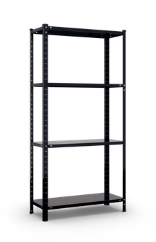 РЕК-3 Стеллаж металлический крашеный с полками из стали, 1500х750х300мм, 4 полки, 35кг/полку, черный