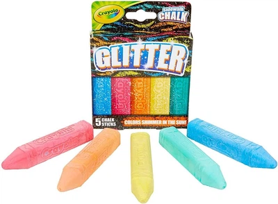 Крейда 5 шт Crayola Outdoor Chalk, Glitter Sidewalk для малювання на асвальті, мольберті (03-5804) B00PY47F8M