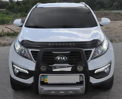 Дефлектор капота KIA Sportage 2010-2016 з логотипом укорочений Vip Tuning