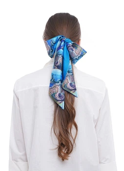 Галстук Твилли авторский MyScarf one size голубой с принтом