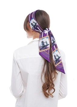 Галстук Твилли авторский MyScarf one size сиреневый с принтом мост