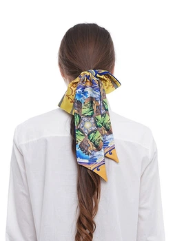 Краватка Твилли авторський MyScarf one size синьо-жовтий з принтом замок