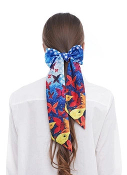 Галстук Твилли авторский MyScarf one size синий с принтом