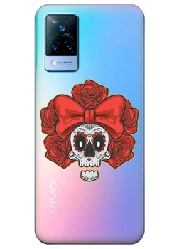 Прозрачный силиконовый чехол iSwag для Vivo V21s с рисунком - Готический череп (ISVV21S56)