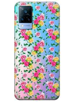Прозрачный силиконовый чехол iSwag для Vivo V21s с рисунком - Розы (ISVV21S1)