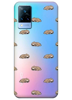 Прозрачный силиконовый чехол iSwag для Vivo V21s с рисунком - Спящие ленивцы (ISVV21S68)