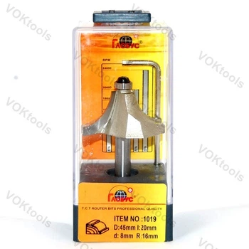 Фреза ГЛОБУС 1019 кромочная калевочная d8 D45 h20 R16
