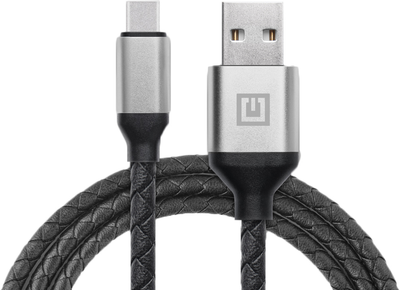 Кабель Real-El Premium USB A - Type C Leather 1 м Black-silver (EL123500049)