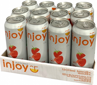 Упаковка слабоалкогольного напою InJoy Полуниця 0.5 л х 12 шт. 6.7% (4820236721007)