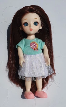 Кукла шарнирная BJD с 3D голубыми глазами, коричневым волосами 16 см D192