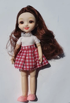 Кукла шарнирная BJD с 3D глазами, коричневыми волосами с улыбкой 19 см D302