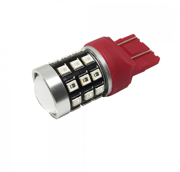 Светодиодная лампа 7443 T20 W21/5W W3x16q 33SMD 2835 12V с линзой Красная Avtoexpect (74611)