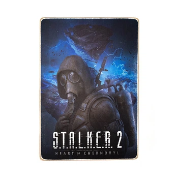 Дерев'яний постер Wood Posters "S.T.A.L.K.E.R. 2: Серце Чорнобиля. Артовий Сталкер на синьому фоні. Вертикальний" (A3 формат, фанера) (pvw3082)
