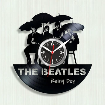 Часы настенные Виниловая пластинка The Beatles Rainy Day 30 см 234 Черный