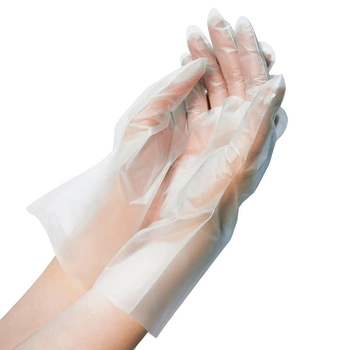 Перчатки одноразовые нестерильные, неопудреннные CPE Unex Medical Products размер L 200 шт. — 100 пар Белые (4870238550808)