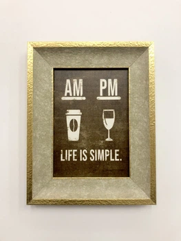 Постер «Утро — кофе, вечер — вино» в раме 18,5х23,5см Frames Posters Decor