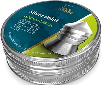 Кулі пневматичні H&N Silver Point. Кал. 6.35 мм Вага — 1.58 г 150 шт./пач. (14530256)
