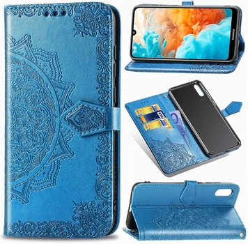 Чехол Vintage для Huawei Y6 2019 книжка кожа PU с визитницей голубой