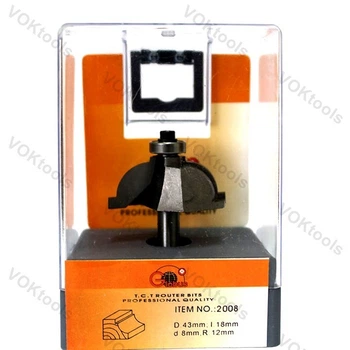 Фреза ГЛОБУС 2008 кромкова фігурна з нижнім підшипником d8 D43 h18 R12