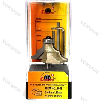 Фреза ГЛОБУС 2009 кромкова фігурна з нижнім підшипником d8 D45 h20 R8