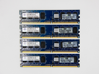 Оперативная память Nanya 4Gb (4*1Gb) DDR2 800MHz PC2-6400 CL6 (NT1GT64U88D0BY-AD) Б/у