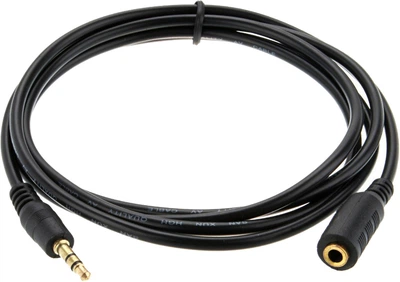 Удлинитель Voltronic Audio DC3.5 папа-мама 5.0 м, GOLD Stereo Jack, (круглый) Black cable, Пакет Q240 (2000000018454)