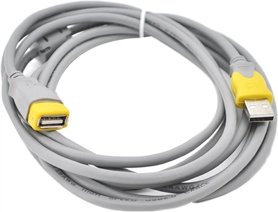 Подовжувач USB 2.0 V-Link AM/AF, 3.0 м, 1 ферит, Grey/Yellow (2000000101323)