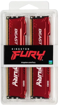 Оперативная память Kingston Fury DDR3-1866 8192MB PC3-14900 (Kit of 2x4096) Beast Red (KF318C10BRK2/8)