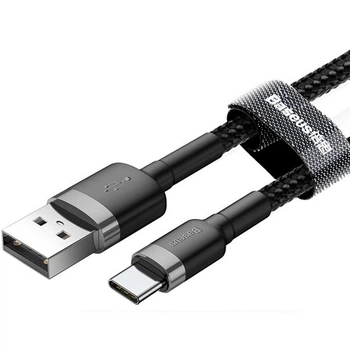 Кабель Baseus Cafule USB-USB-C, 2A, 2м Black/Grey (CATKLF-CG1)