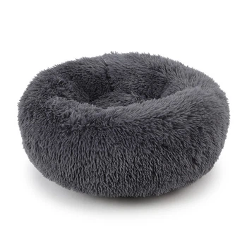Лежак-пуфік Taotaopets 552201 L Dark Grey для котів собак круглий лежанка (SK-5516-17667)