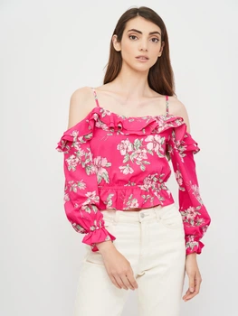 Блуза H&M 44 малиновый цветы 5058606461