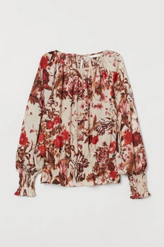 Блуза H&M 36 світло бежевий квіти 17037893090