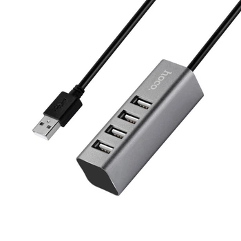 USB-хаб адаптер Hoco HB1 Line Machine Tarnish (5 Вт, 0.8 м, 4 USB) - Темно Серый
