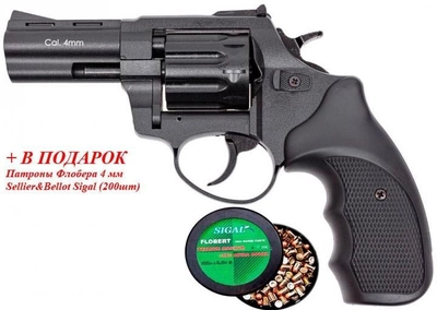 Револьвер під патрон Флобера STALKER 3 "S черн. Рук. + В подарунок Патрони Флобера 4 мм Sellier & Bellot Sigal (200 шт)
