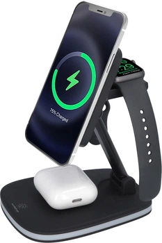 Беспроводная зарядка док-станция Ailink MagSafe Dock Station 3in1 Черное (AI-MagDock-3in1bk)