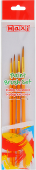 Набор кистей Maxi Круглых с синтетическим ворсом 4 шт (№ 1,3,3/0,5) короткая ручка (MX60883)