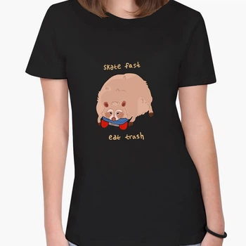 Футболка жіноча Товстий Єнот (Fat Raccoon) (8976-2051-5) XXL Чорна
