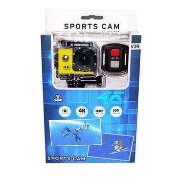 Экшн камера Action Camera V3R Желтая WiFi Lid + пульт для подводной и экстрим съемки до 30 м - водонепроницаемая Влоговая с аквабоксом