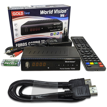 Комплект: ТВ-ресивер World Vision Foros Combo T2/S2/C + HDMI кабель