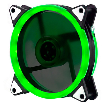 Кулер корпусной Voltronic sleeve fan 3pin + 4pin - 120мм, 12V, 1100об/мин, Green, двухсторонний
