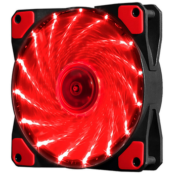 Кулер корпусной Voltronic sleeve fan 3pin + 4pin - 120мм, 12V, 1100об/мин, 15LED, RED