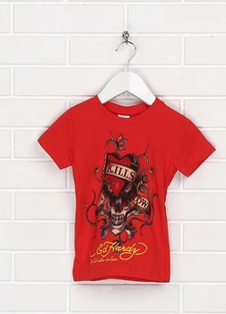 Футболка Ed Hardy з принтом 92-98 червона 3-0061