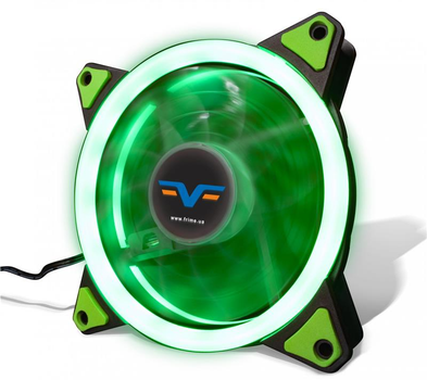 Вентилятор Frime Iris LED Fan Single Ring Green (FLF-HB120GSR); 120х120х25мм, 3-pin+4-pin