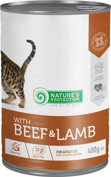 Вологий корм для дорослих кішок з яловичиною та ягням Nature\'s Protection with Beef & Lamb 400 г (KIK45607) (4771317456076)
