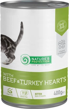 Вологий корм для кошенят з яловичиною та серцем індички Nature\'s Protection Kitten with Beef & Turkey hearts 400 г (KIK45610) (4771317456106)