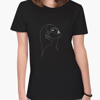 Футболка женская Контурный минимализм (Contour minimalism)&nbsp; (8976-1788-3) L Черная