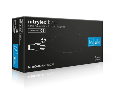 Перчатки нитриловые Nitrylex® Black нестерильные неопудренные черные M (6736082)