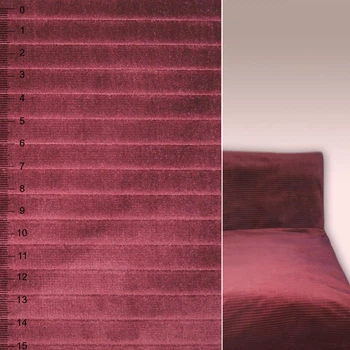 Велюр с хлопком мебельный в полоску рубчик 10мм вишневый, ш.145 (39039.001)