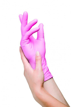 Одноразові рукавички нітрилові нестерильні без пудри Ampri STYLE COLOR GRENADINE Рожеві 100 шт Розмір S