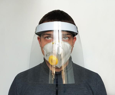 Упаковка 10 штук. Прозора захисна маска-екран для обличчя БРТ Ізолюючий щиток на гумці